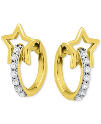 Giani Bernini - Cubic Zirconia Open Star Hoop Earrings (1/3 ct. t.w.) in 18k Gold-Plated Sterling Silver