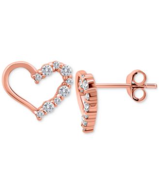 Cubic Zirconia Open Heart Stud Earrings in 18k Rose Gold-Plated Sterling Silver, Macy's Exclusive (Also available in Yellow Gold and Sterling Silver)
