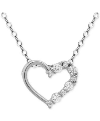 Giani Bernini - Cubic Zirconia Half Heart Pendant Necklace in Sterling Silver, 16" + 2" extender