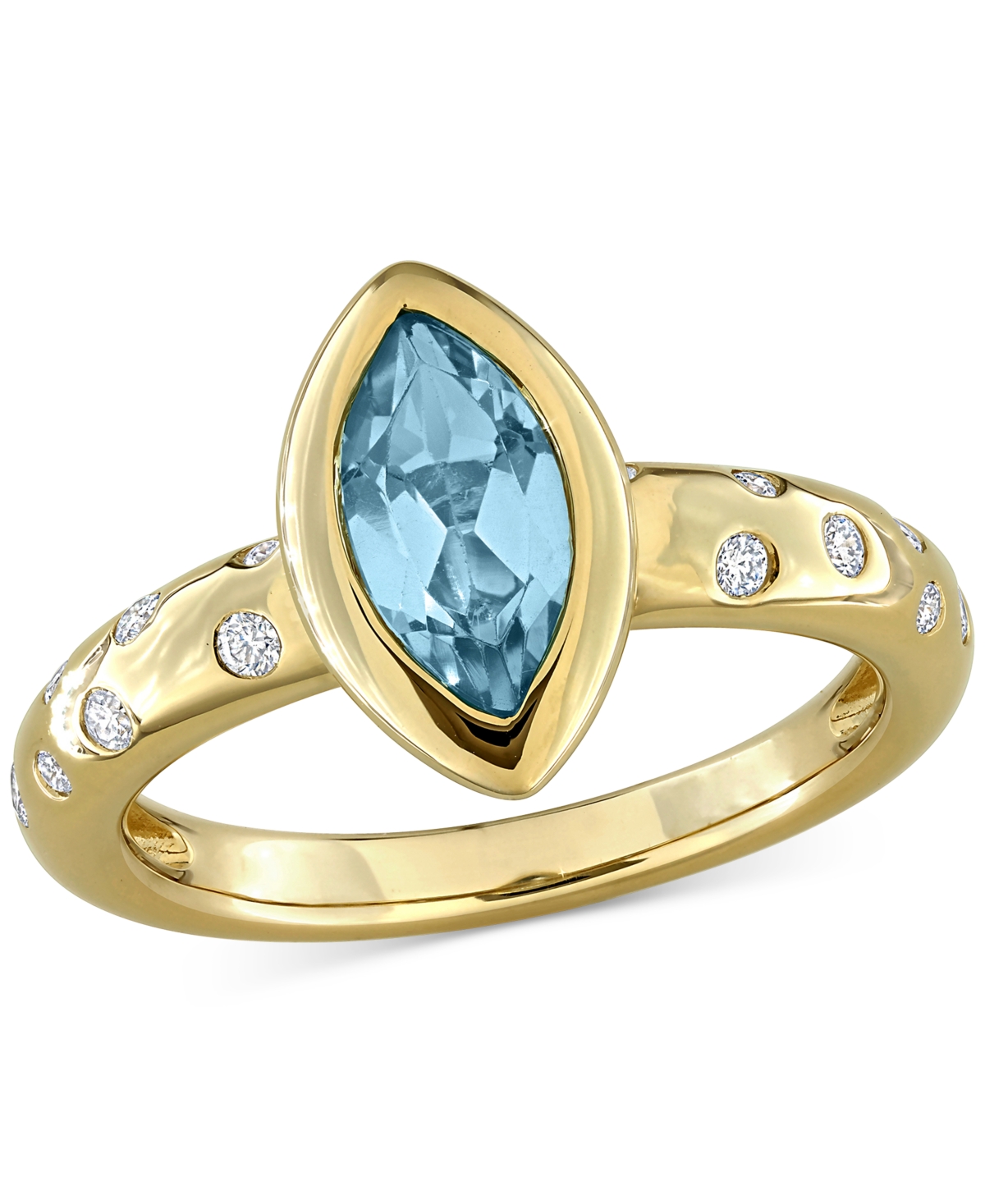 Blue Topaz (3/4 ct. t.w.) & Diamond (1/4 ct. t.w.) Band in 10k Gold - Yellow