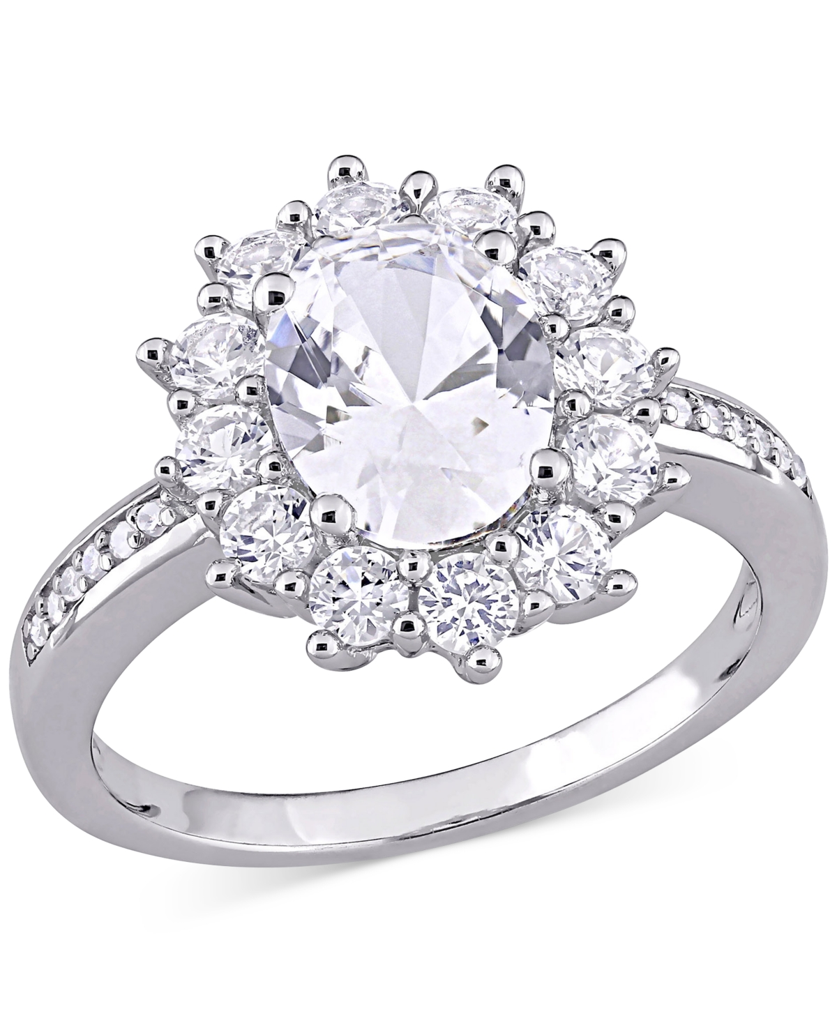 Gemstone & Diamond Accent Halo Ring in Sterling Silver - Ruby