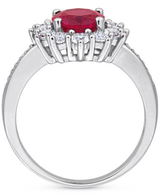 Gemstone & Diamond Accent Halo Ring in Sterling Silver