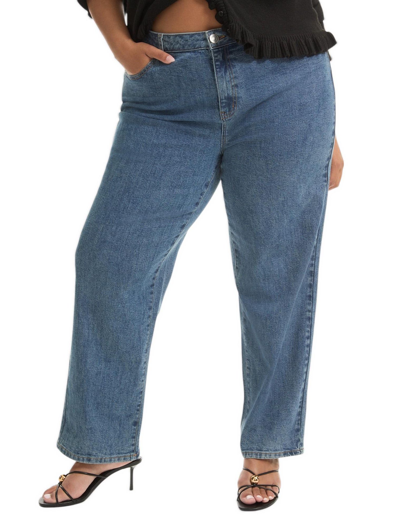 Women's June and Vie Curvie-Fit High-Rise Straight-Leg Stretch Jeans