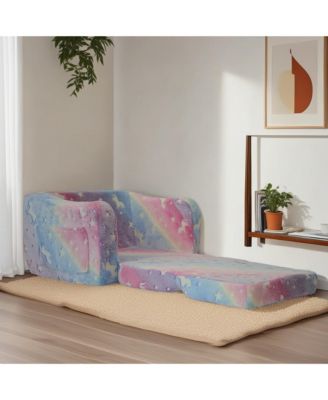 Perfect Sleeper Extra Convertible Sofa to Lounger, Comfy 2-in-1 Flip Open Couch Sleeper for Kids Pink Small Sofa