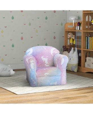 Toddler Sofa with Glow in the Dark Fairy Design & Wooden Frame, Upholstered Baby Sofa for 18-36 Months
