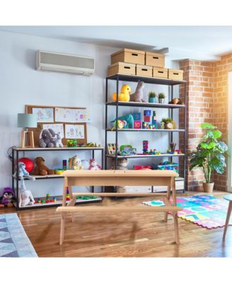 3-in-1 Kids Outdoor Wooden Picnic Table With Umbrella, Convertible Sand & Wate