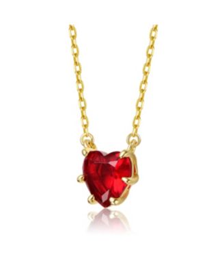Heart-Shaped Colored Cubic Zirconia Solitaire Necklace