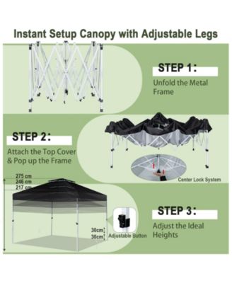 2-Tier 10' x 10' Pop-up Canopy Tent Instant Gazebo Adjustable Carry Bag w/ Wheel