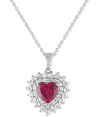 Blue Topaz 1-7/8 ct. t.w. Lab-created White Sapphire 1-1/4 ct. t.w. Heart Pendant in Sterling Silver