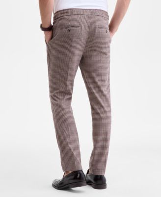 Men's Checked Plaid Pull-On Drawstring Trousers
