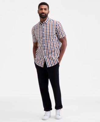 Men's Regular-Fit Stretch Gingham Check Button-Down Poplin Shirt, Macy's Exclusive