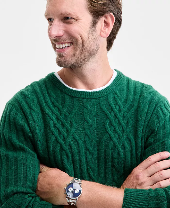 Men's Mixed Cable-Knit Crewneck Sweater - thumbnail 3