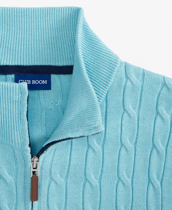 Men's Colorblocked Cable-Knit Full-Zip Sweater - thumbnail 3