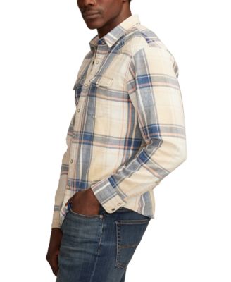 Men's Indigo Plaid Western Long Sleeve Snap-Front Shirt