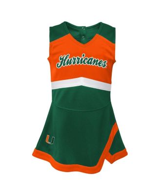 Girls Toddler 2-Piece Green Miami Hurricanes Cheer Captain Dress and Bloomers Set