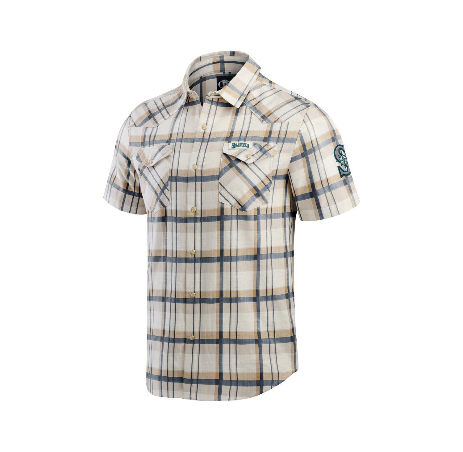 Darius Rucker Collection by Men's Navy Seattle Mariners Plaid Full-Snap Shirt