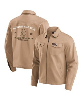 Fanatics - Men's Tan Boston Red Sox Distressed Washed Full-Zip Jacket