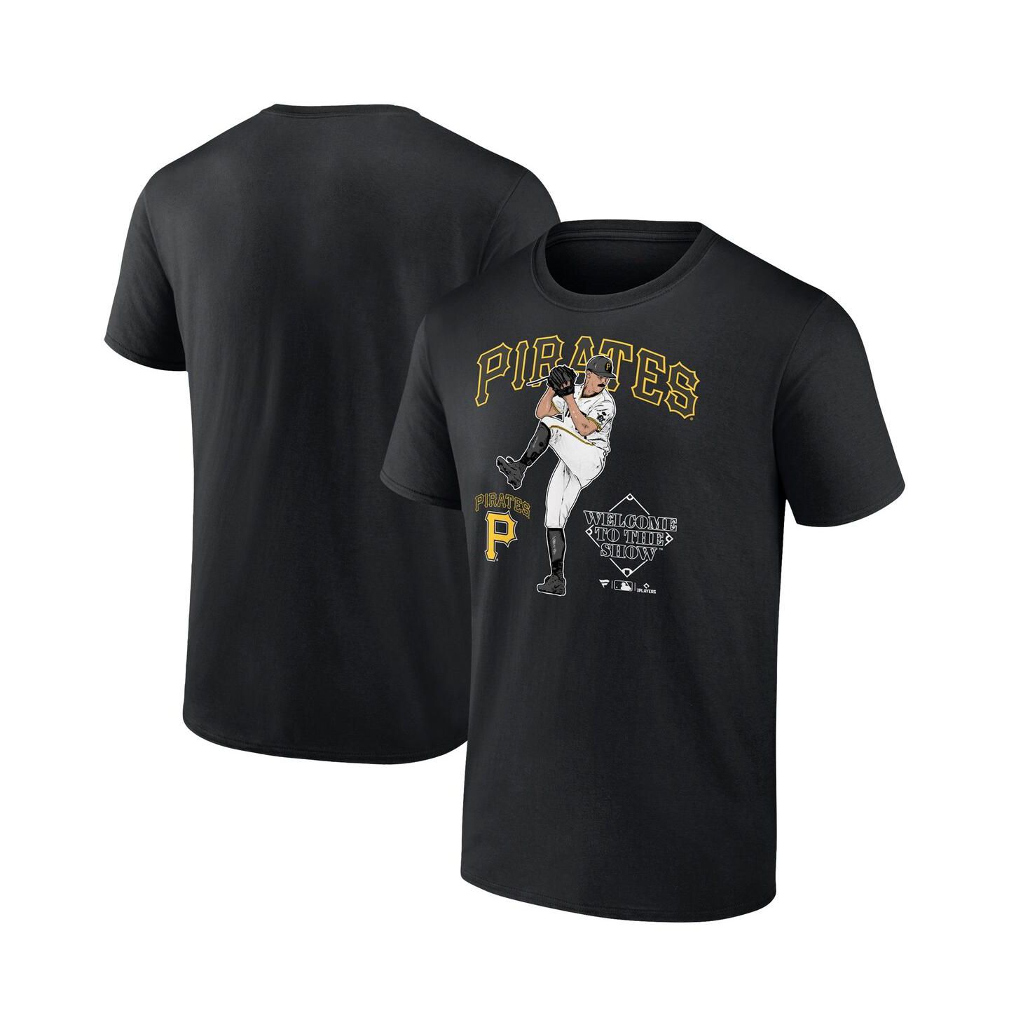 Мужская футболка Fanatics Mto Label Paul Skenes Black Pittsburgh Pirates Welcome To The Show — фото 1