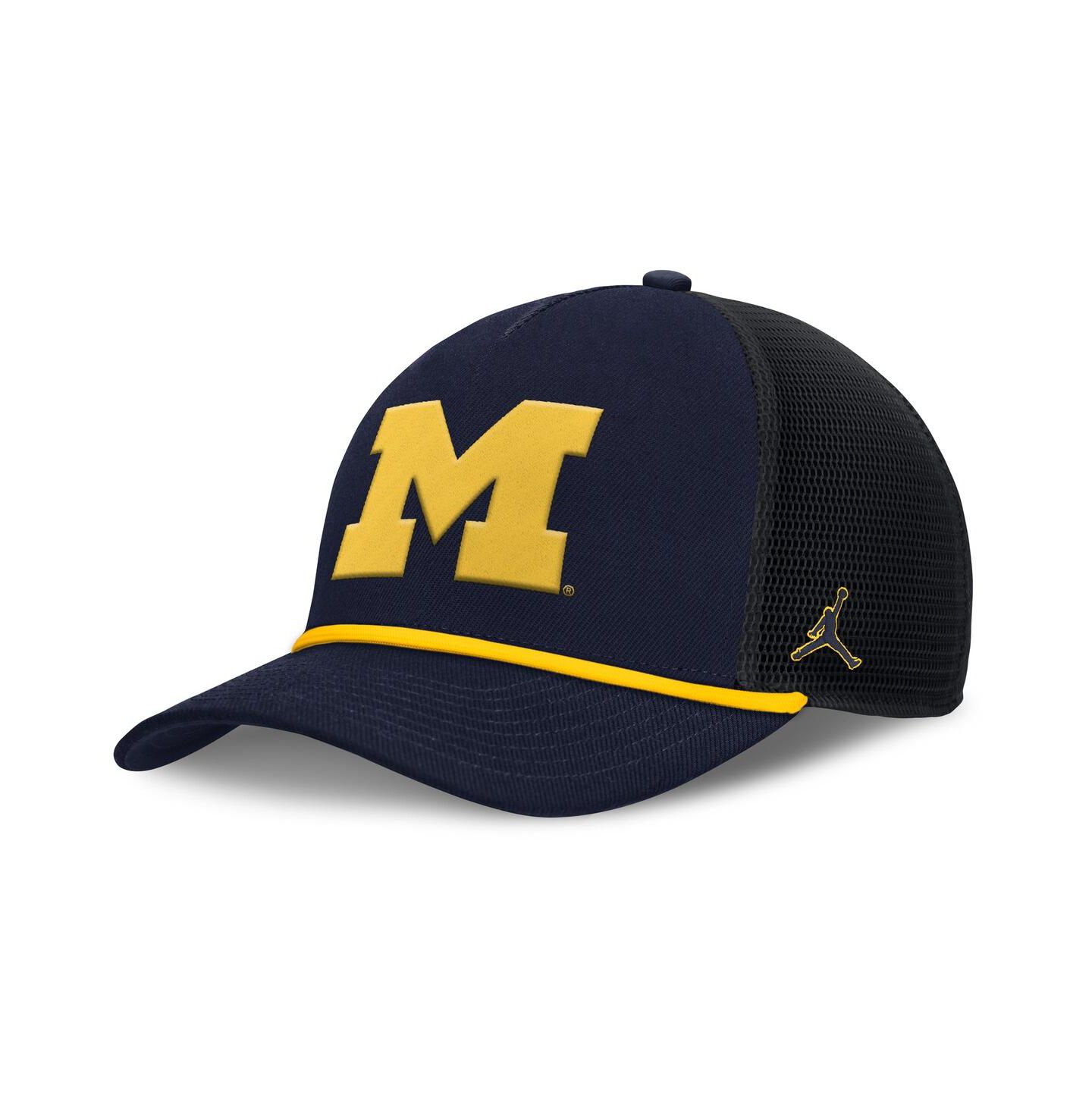 Мужская кепка Jordan Navy Michigan Wolverines Rise Primetime Trucker Adjustable Hat — фото 1