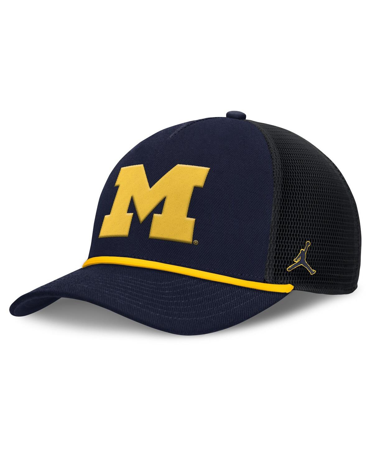 Jordan Men's Navy Michigan Wolverines Rise Primetime Trucker Adjustable Hat In Blue