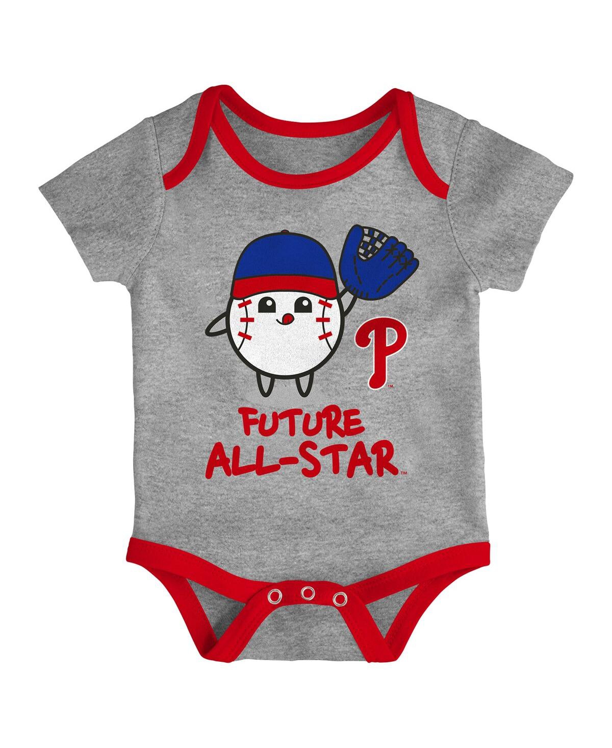Outerstuff Newborn 2-pack Philadelphia Phillies Triple Hit Bodysuit Set In Gray