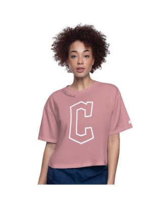 Starter - Women's Pink Cleveland Guardians Play the Ball Boxy Cropped T-Shirt