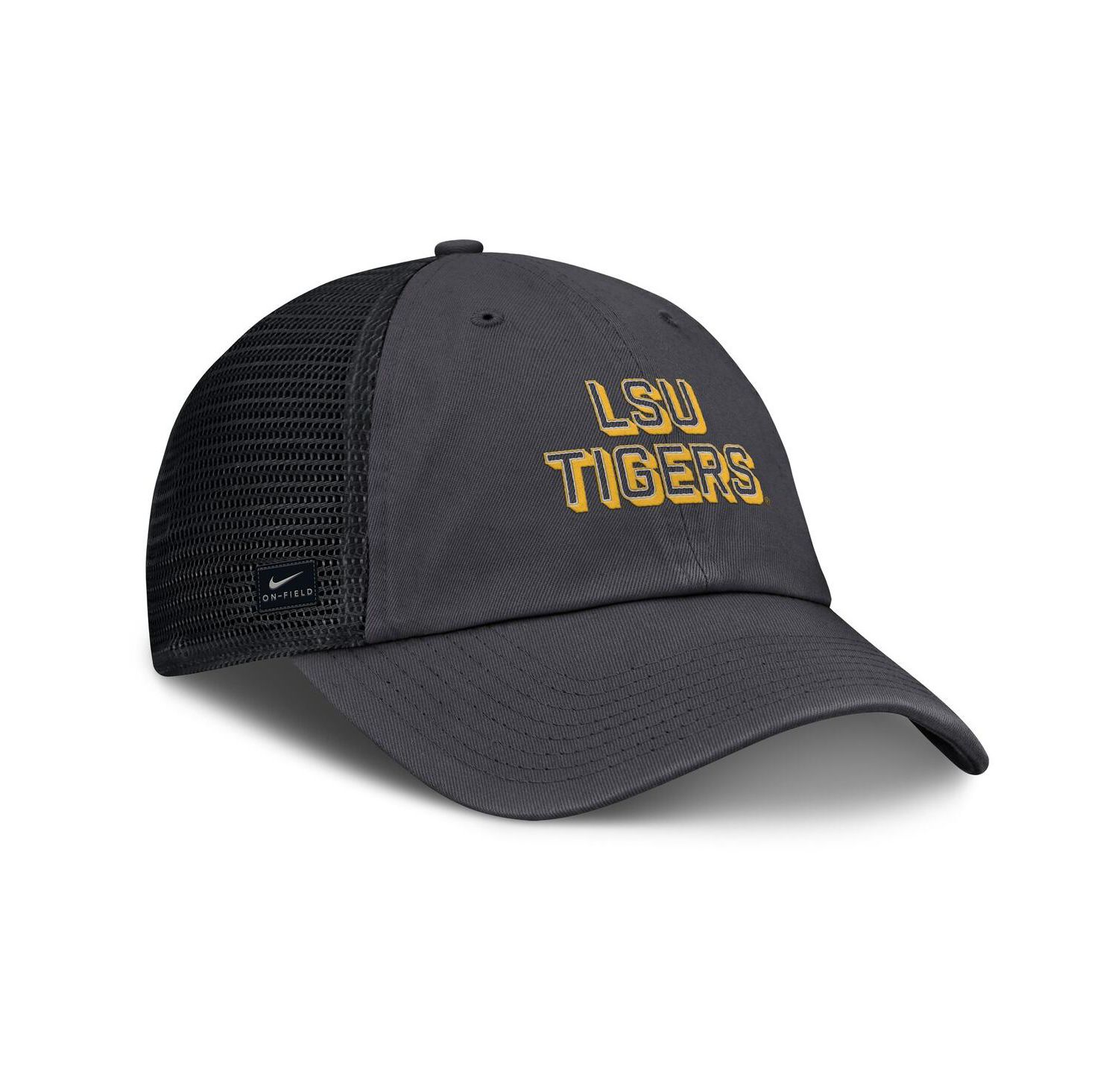 Men's Anthracite LSU Tigers 2025 Gameday On-Field Club Adjustable Trucker Hat