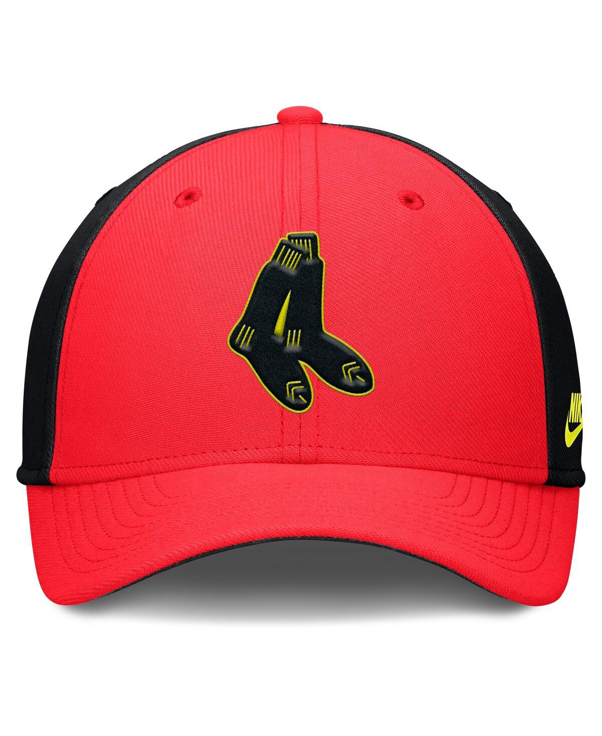 Nike Men's Crimson/black Boston Red Sox Neon 90s Rise Swoosh Flex Hat