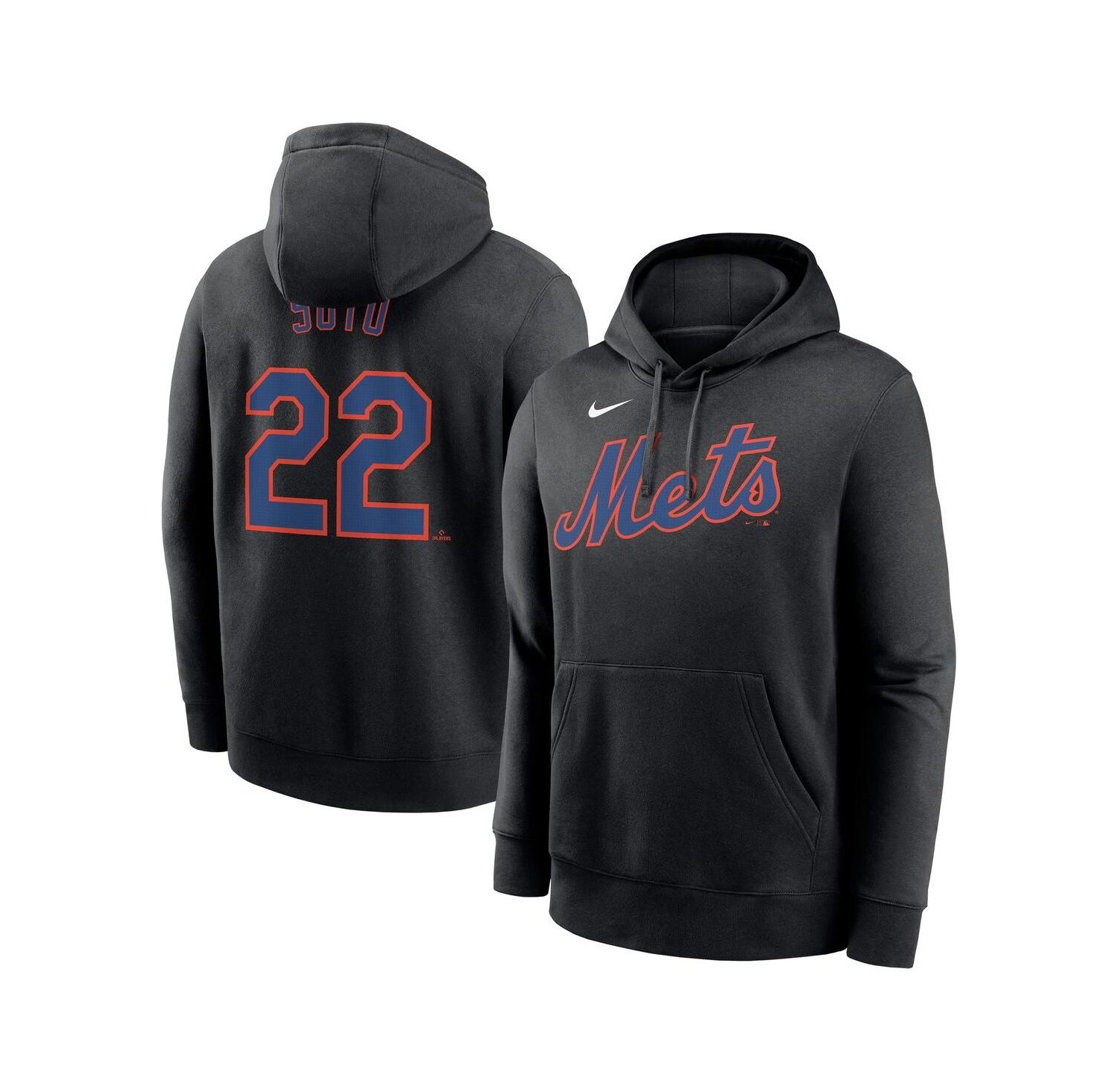 Men's Juan Soto Black New York Mets Player Name & Number Club Fleece Pullover Hoodie