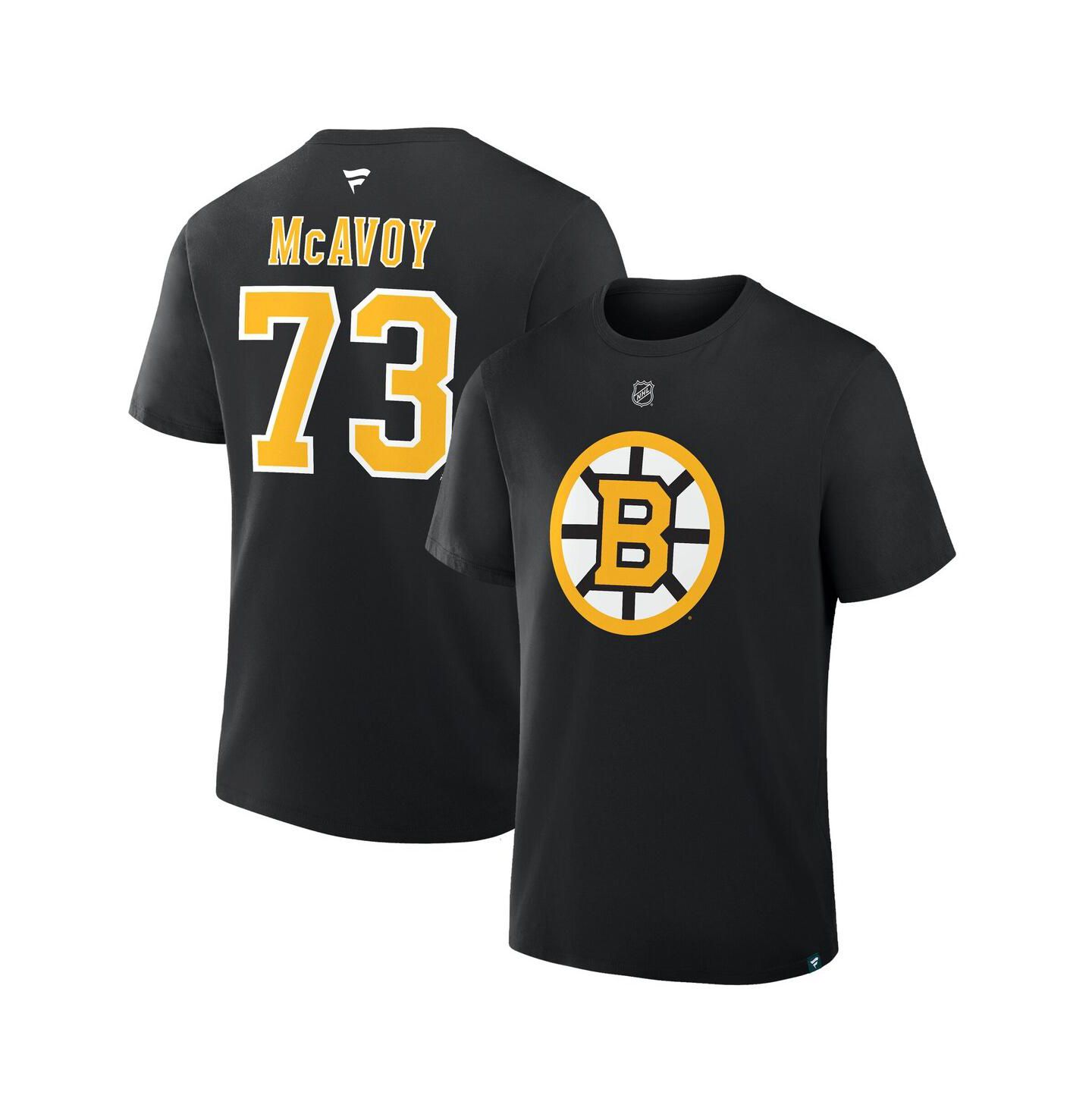 Мужская футболка Fanatics Charlie McAvoy Black Boston Bruins Authentic Stack Name & Number — фото 1