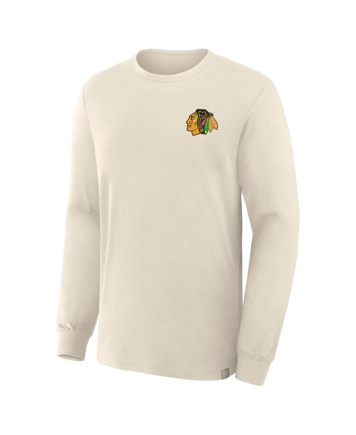 Fanatics Men's Beige Chicago Blackhawks Centennial Legacy Long Sleeve T-shirt In Neutral