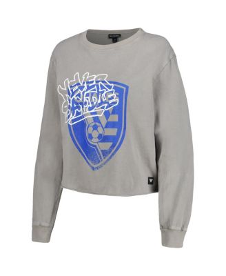 Women's Gray San Jose Earthquakes Cropped Long Sleeve T-Shirt
