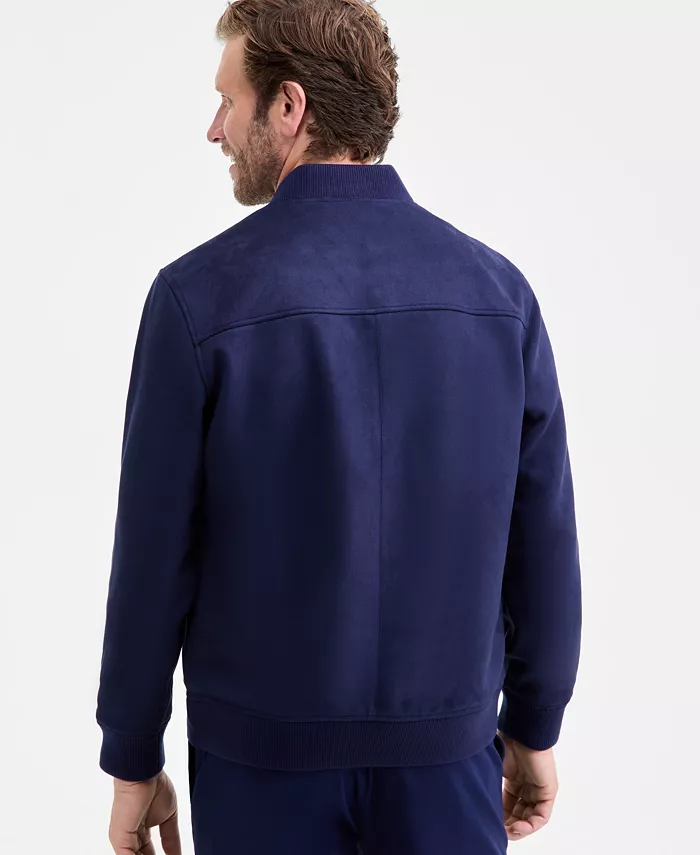 Men's Faux-Suede Baseball Collar Jacket - thumbnail 4