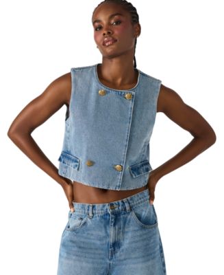 Steve Madden Women's Double-Breasted Cropped Vest - Macy's