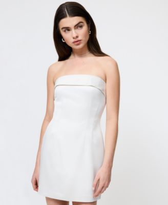 Women's Structured Satin Strapless Dress
