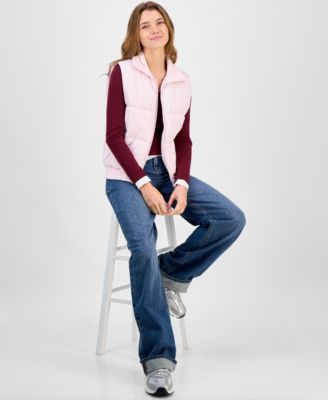 Women's Ribbed-Trim Puffer Vest