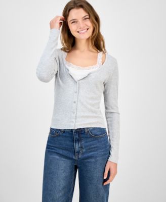 Hippie Rose - Juniors' Two-Piece Camisole & Cardigan Top