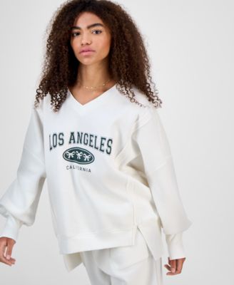 Planet Heart - Juniors' Oversized Graphic-Print Sweatshirt