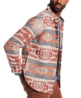 Men's Long-Sleeve Indigo Henley, Southwest Pattern Long-Sleeve Button-Front Shirt Jacket and Straight-Fit Stretch Ripstop Pants