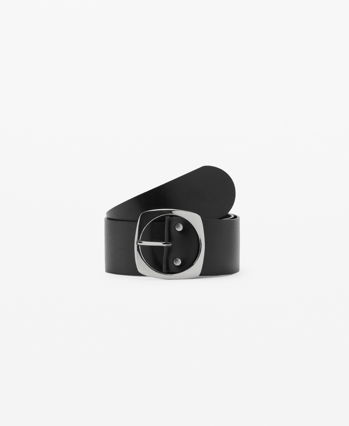 Mango Women's Oval Buckle Leather Belt In Black