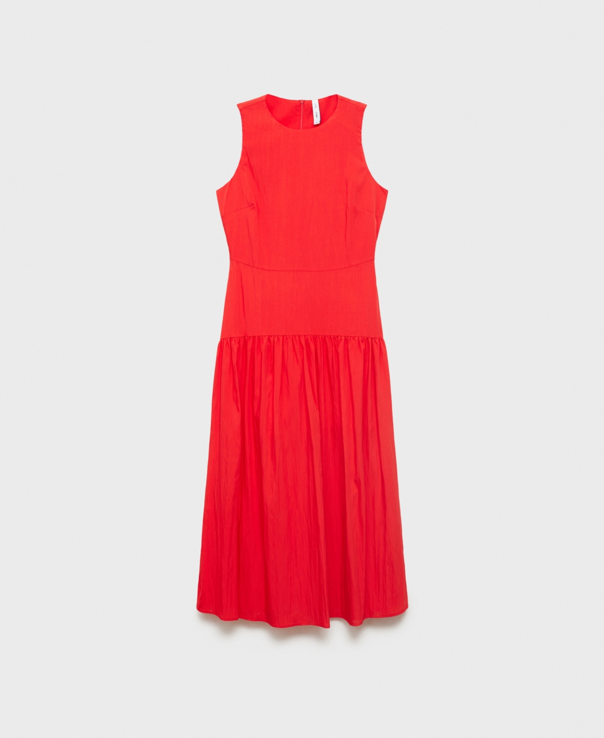 Mango Long Dress With Gathered Hem Intense Red In Red