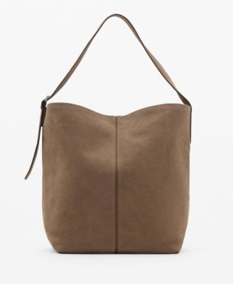 MANGO - Women's Leather Bucket Bag