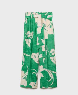 Women's Belt Printed Pants