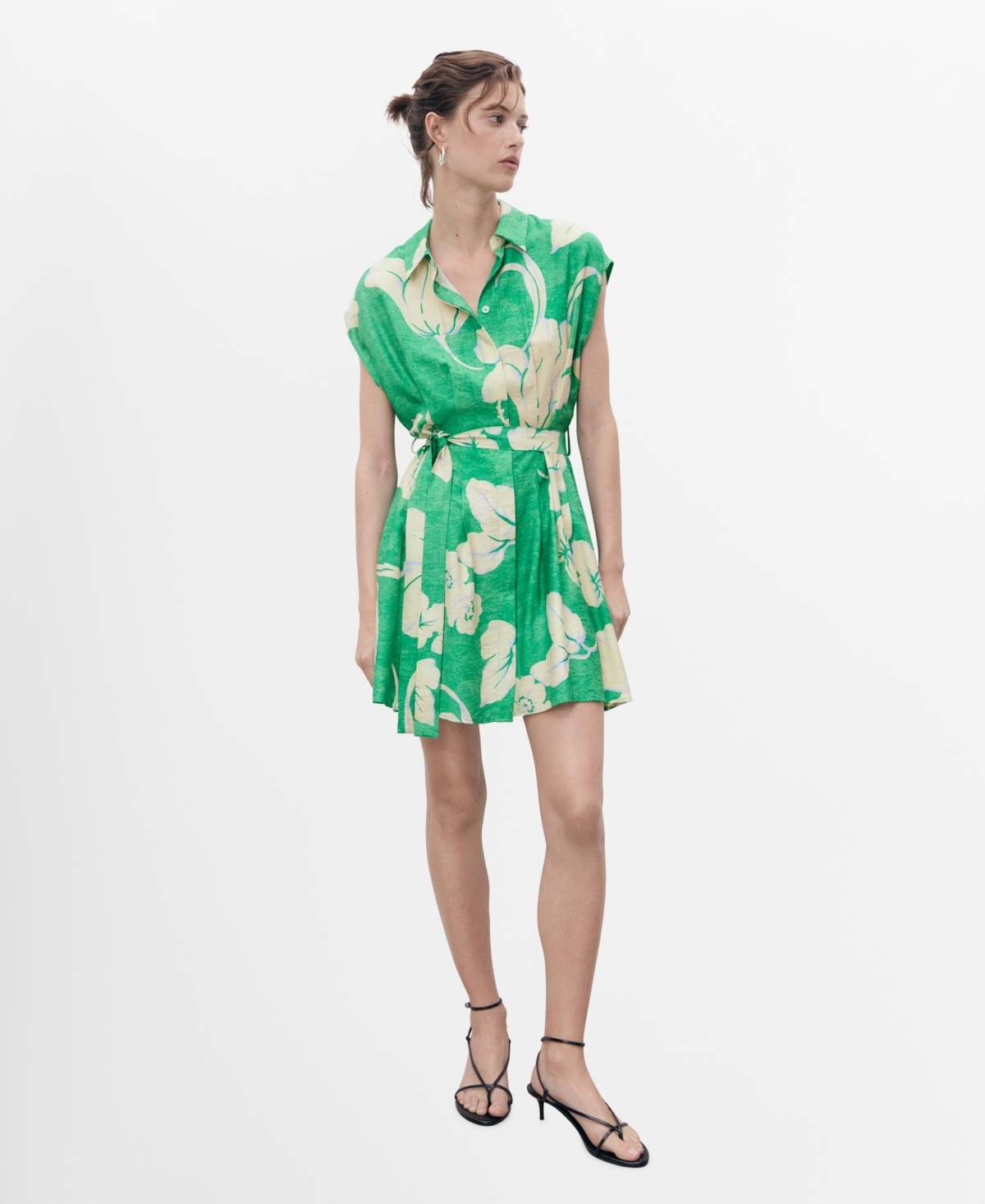 Mango Women's Belt Printed Dress In Green