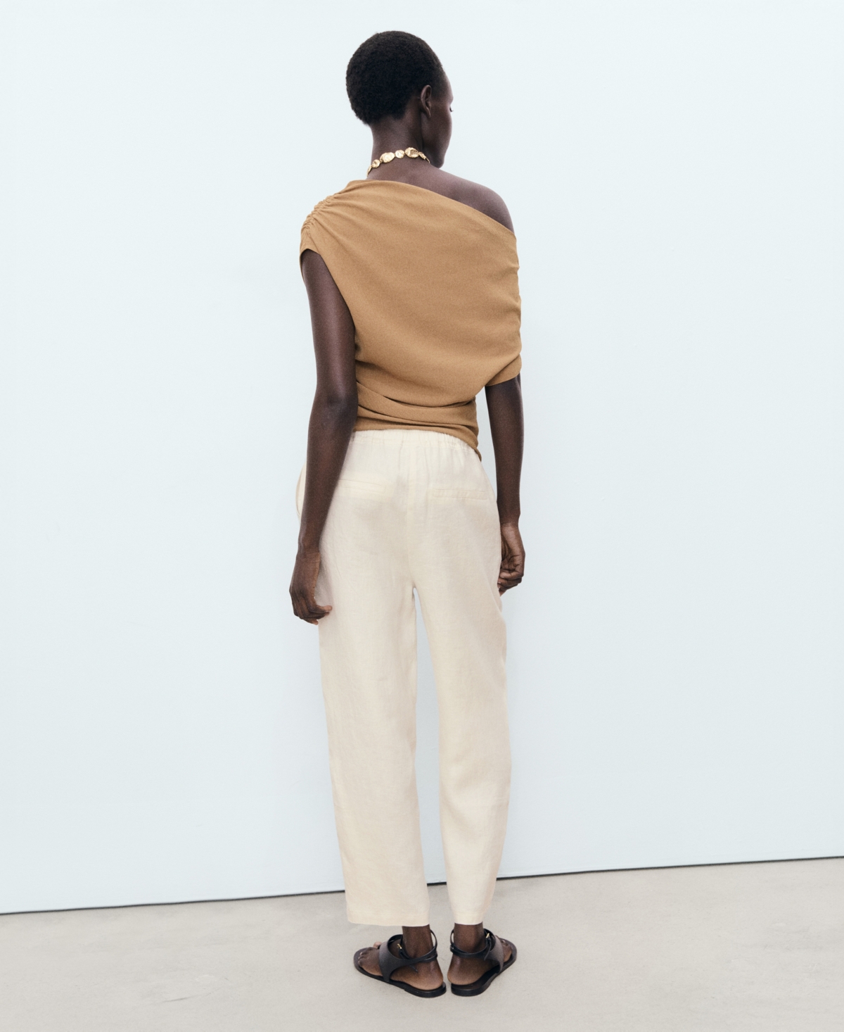 Mango Women's Drawstring Linen Pants In Gray