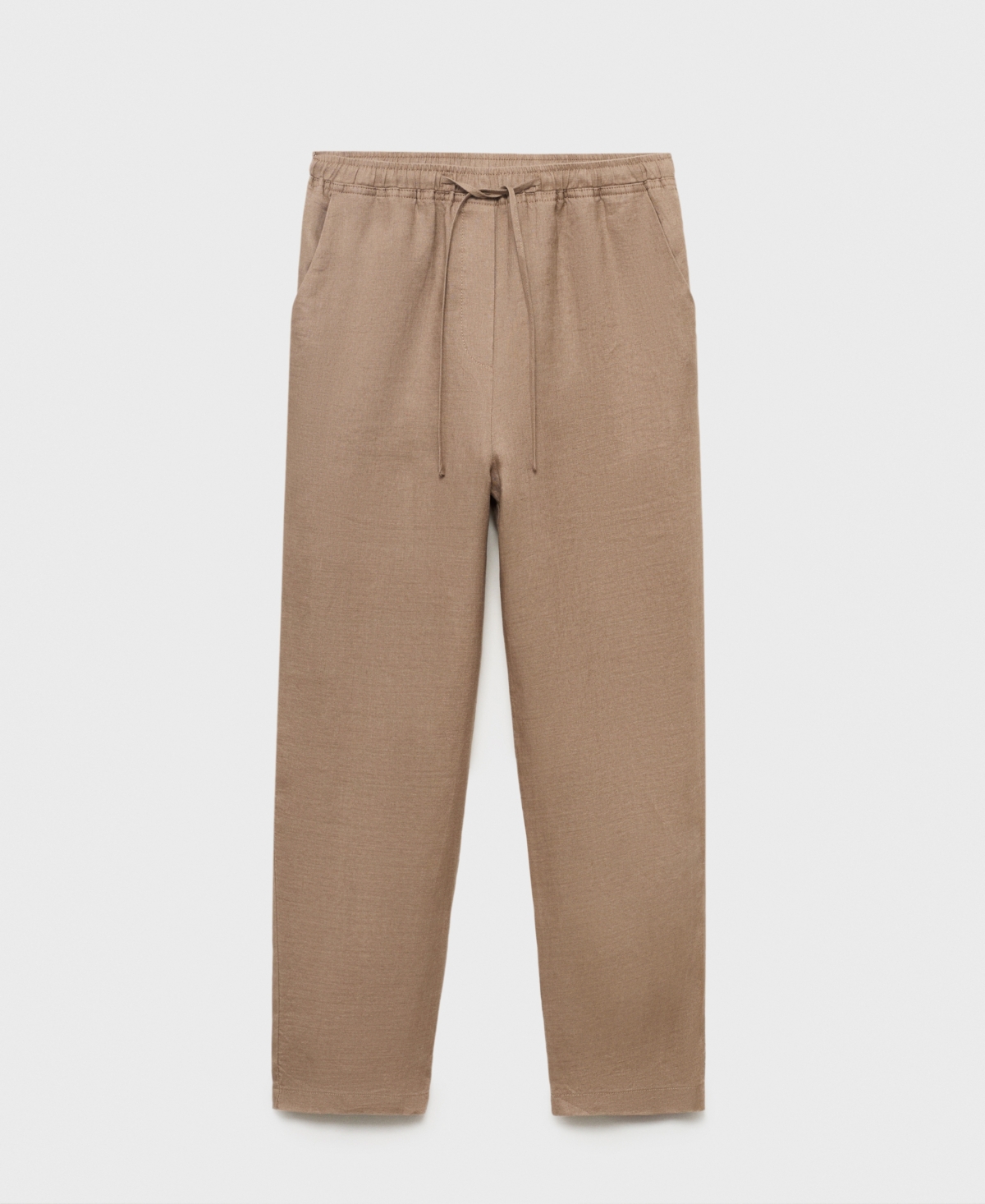 Mango Linen Trousers With Drawstring Medium Brown In Brown