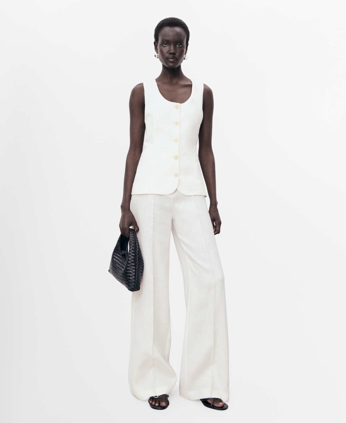 Mango Women's Suit-style Linen Jumpsuit In White