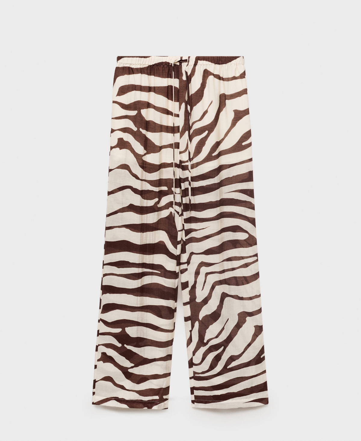 Women's Flowy Zebra Print Pants - Ecru