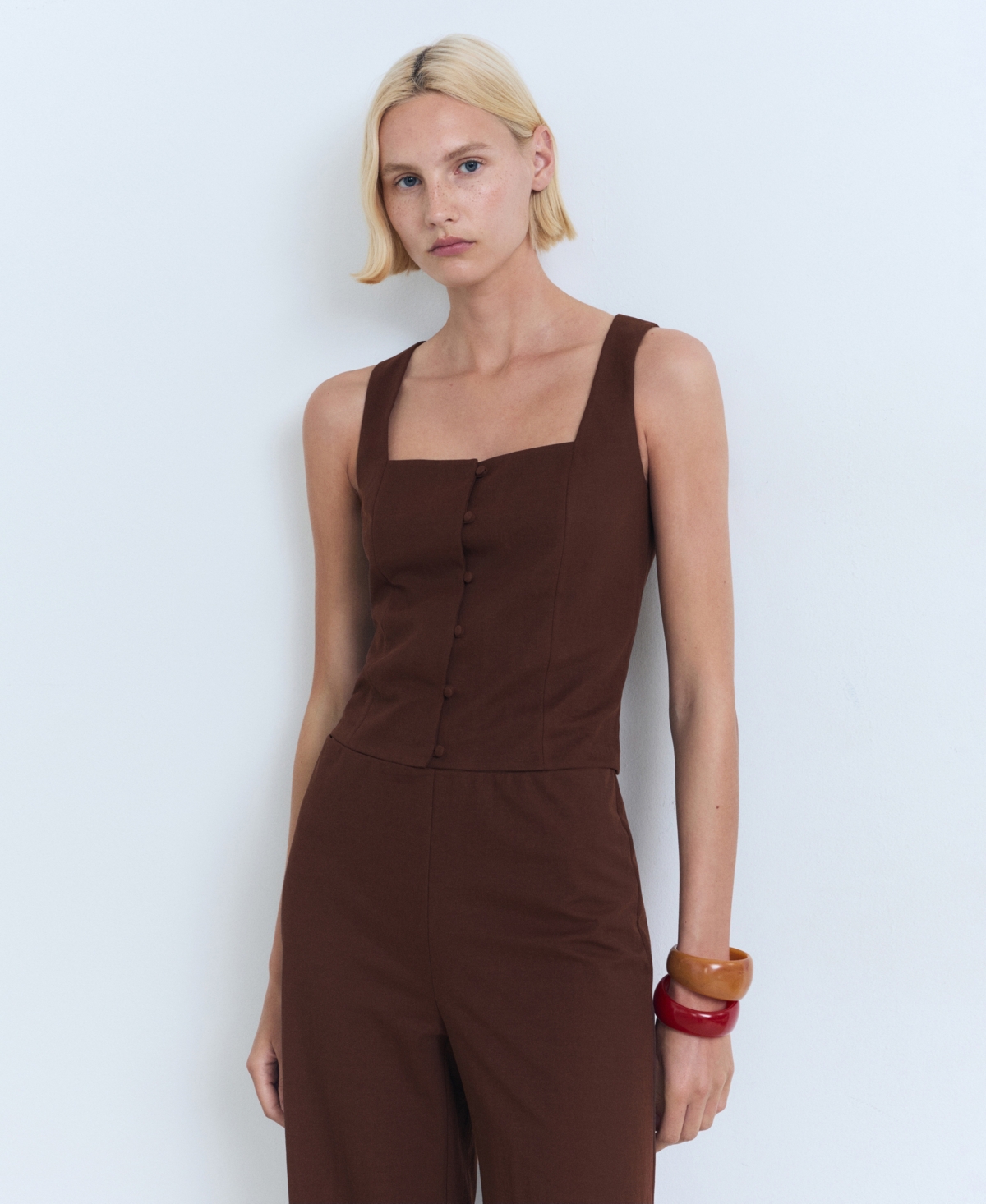 Mango Flowy Straight-fit Trousers Chocolate In Brown