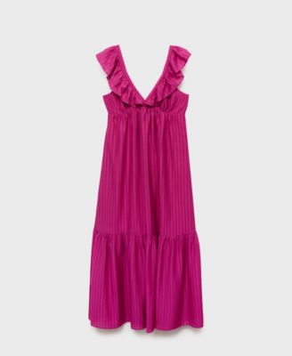 Women's Ruffle Neckline Long Dress